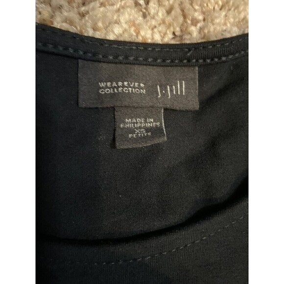 J Jill Dress Black Wearever Paisley Print 3/4 Sleeve Knee Length Pull On XSP - Picture 4 of 8